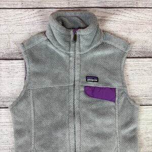 Patagonia Gray & Purple ReTool Fleece Zip Up Snap T Vest